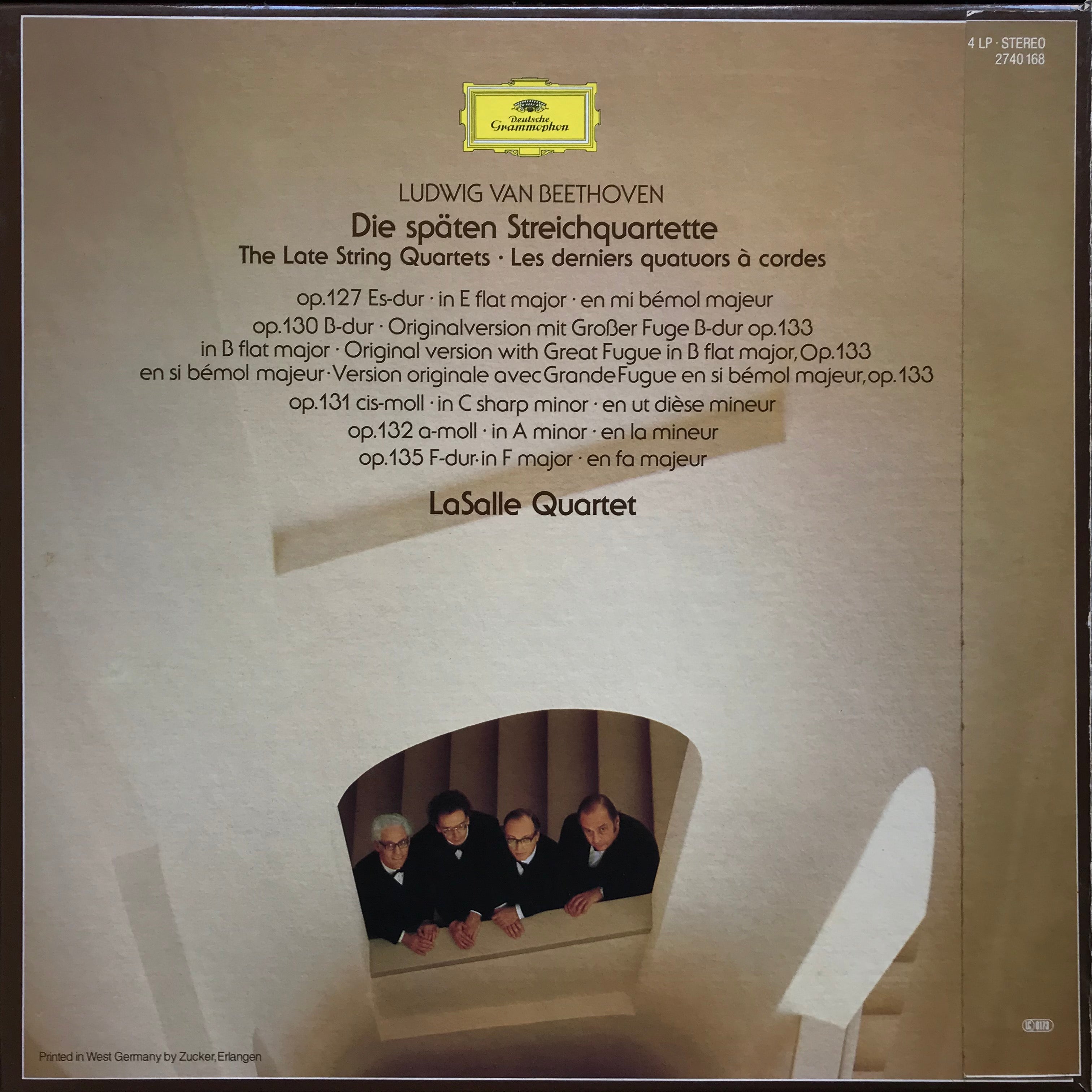 Ludwig van Beethoven, Die späten Streichquartette , LaSalle Quartett, 4-LP-Box