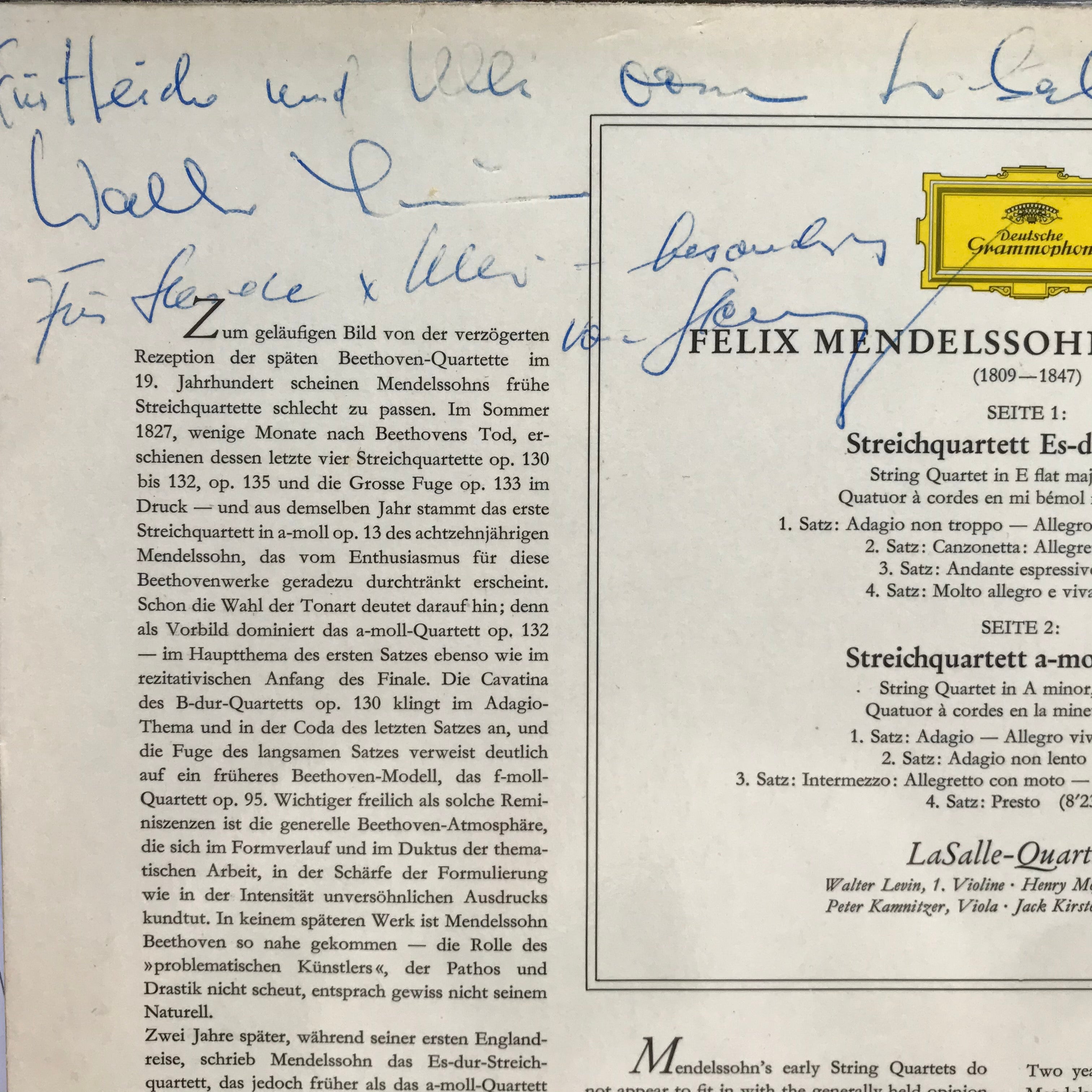 Felix Mendelssohn Bartholdy, LaSalle Quartett
